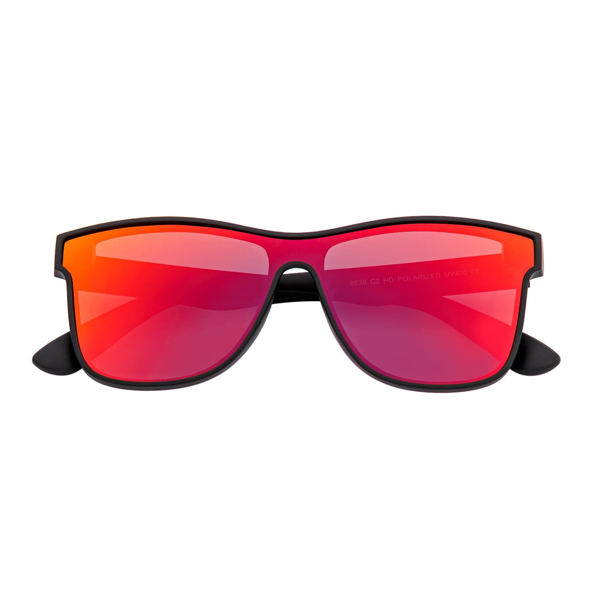 Morspecs Sunglasses PRIME TIME - Polarized Flat Lens Modern Horn Rimmed Sunglasses Matte Black Red Mirror