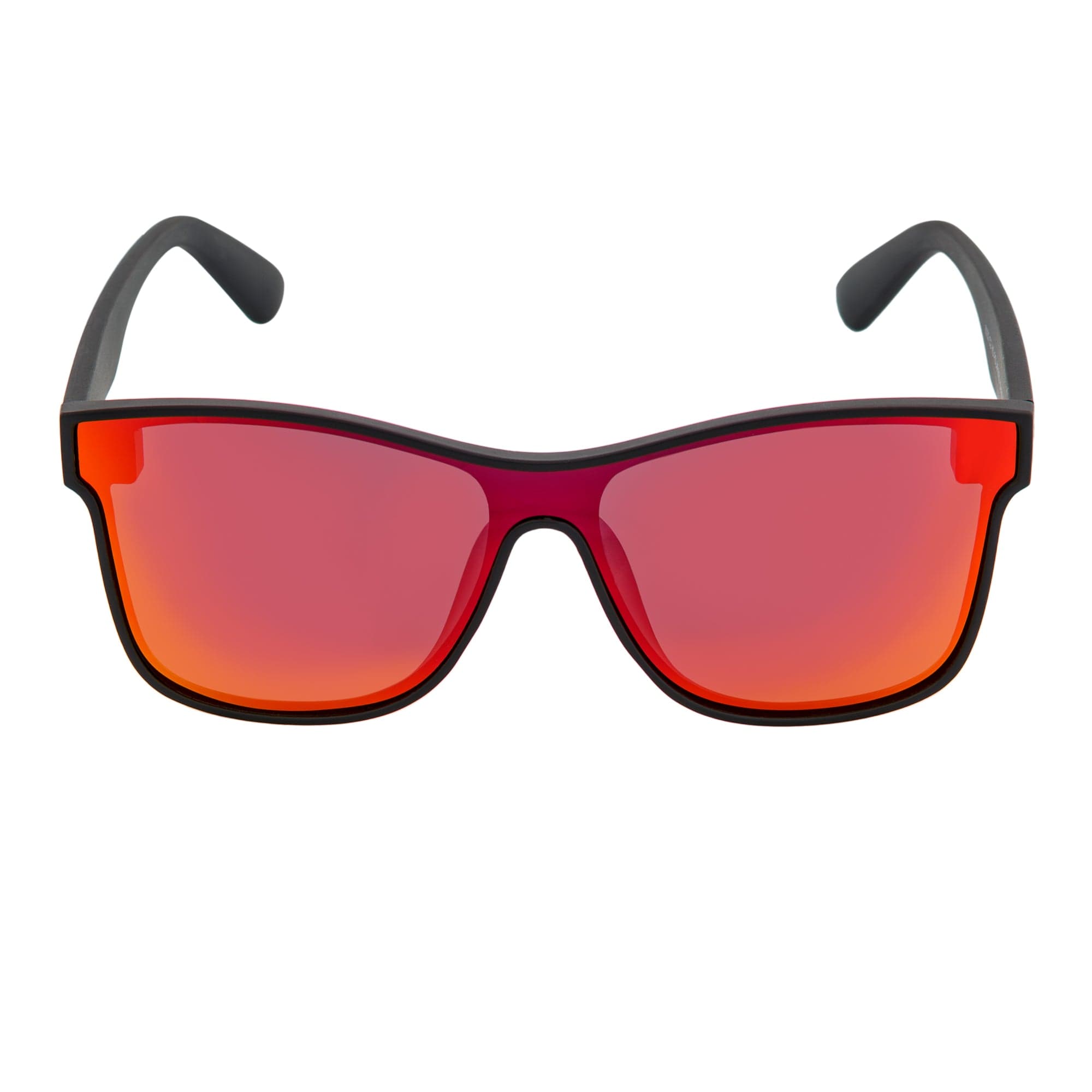 PRIME TIME - Polarized Flat Lens Sunglasses Matte Black Red Mirror - MorspecsM1001-4