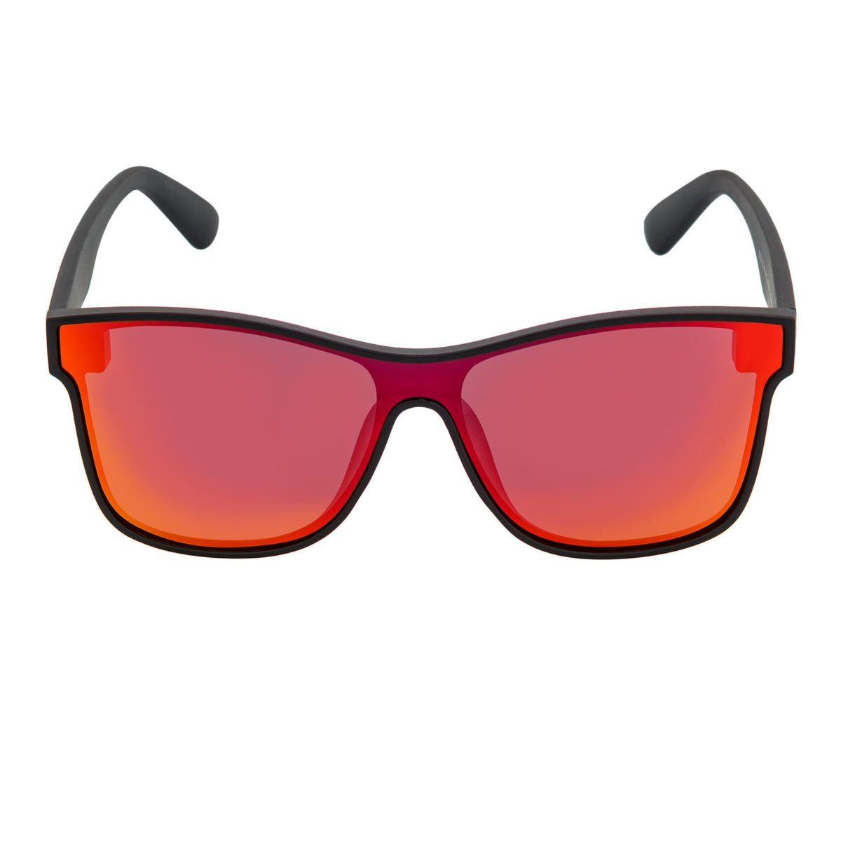 Morspecs Sunglasses PRIME TIME - Polarized Flat Lens Modern Horn Rimmed Sunglasses Matte Black Red Mirror