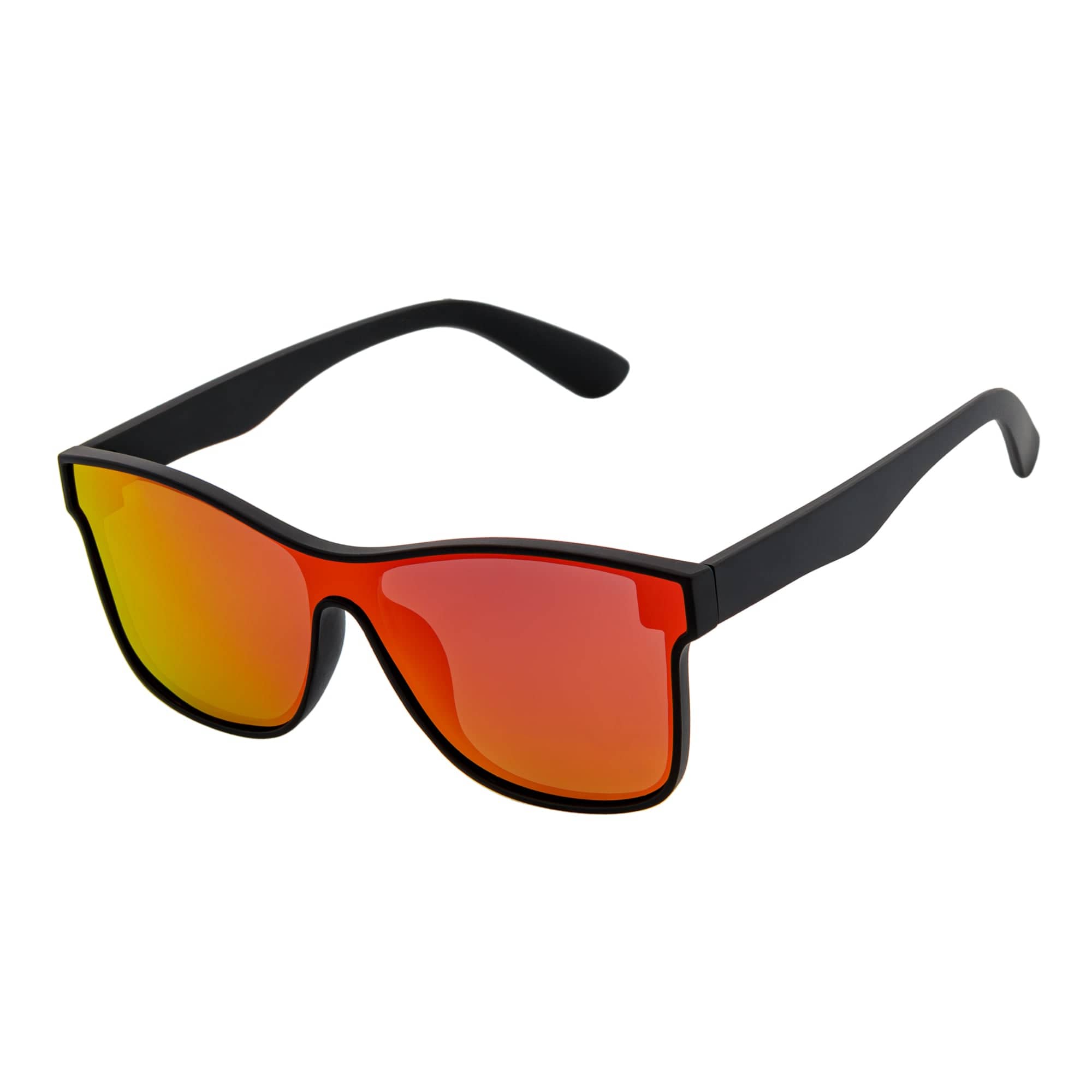 Morspecs Sunglasses PRIME TIME - Polarized Flat Lens Modern Horn Rimmed Sunglasses Matte Black Red Mirror