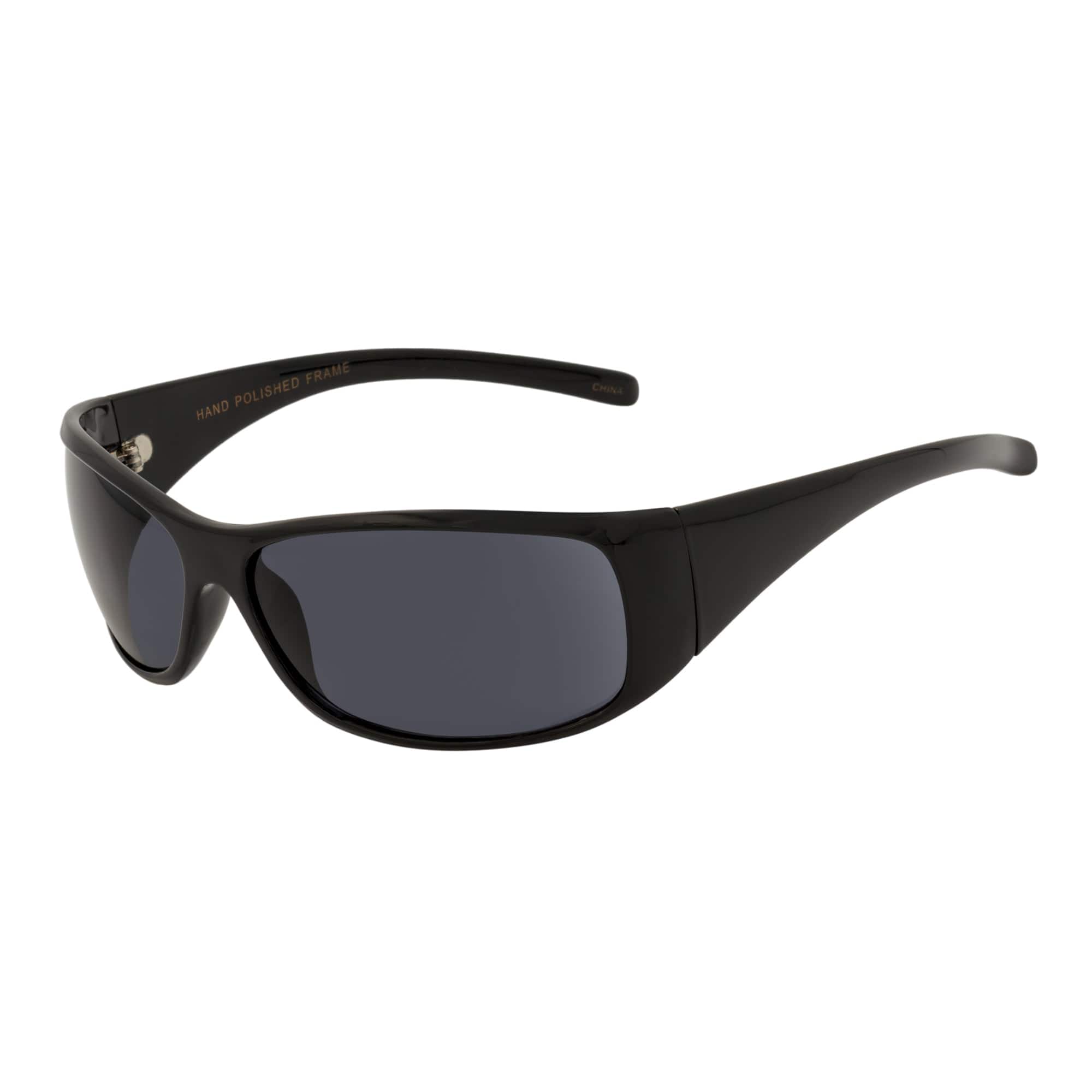 RAVEN - Modern Oval Sports Wraparound Sunglasses Gloss Black Smoke
