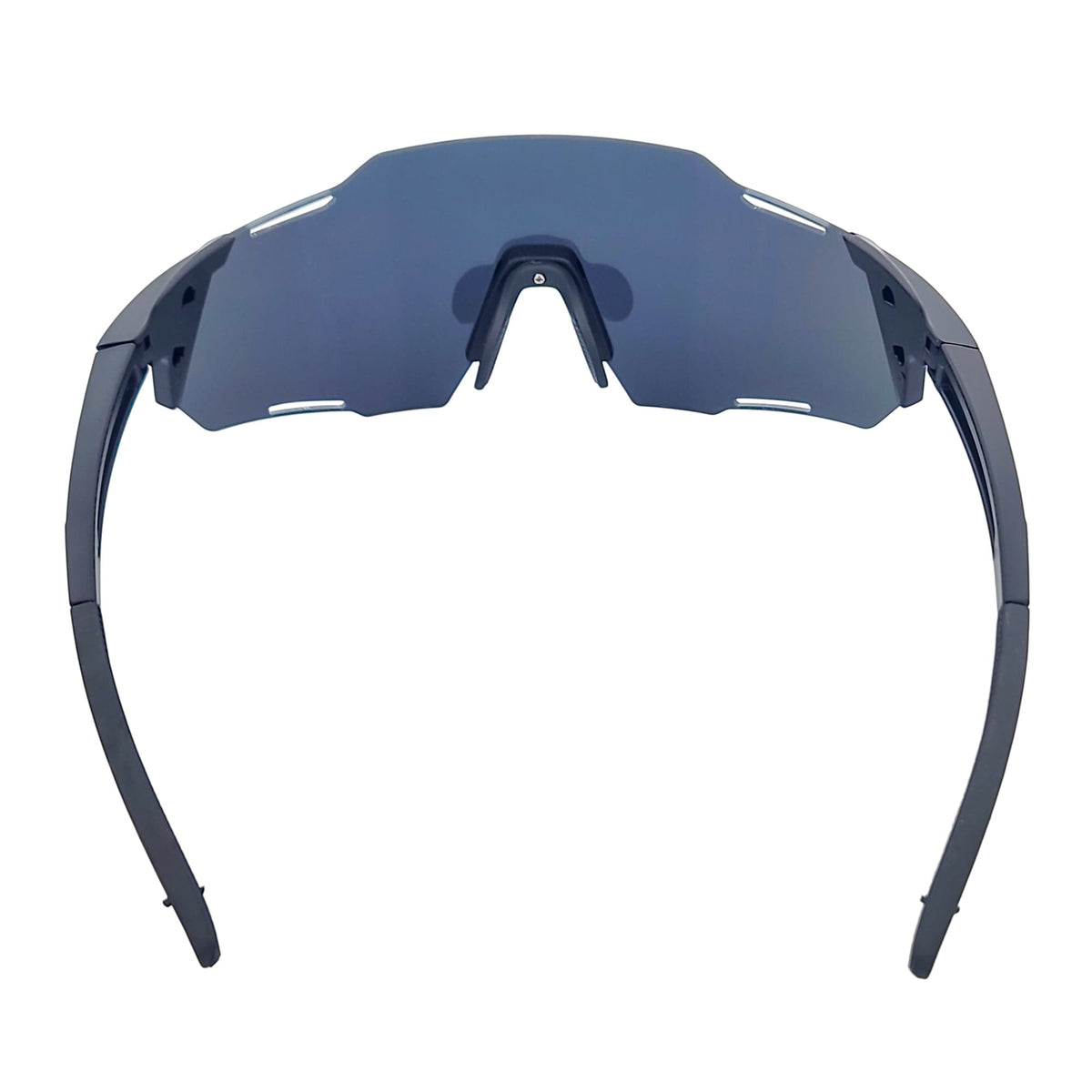 RAZER - Large Sports Wraparound Rimless Shield Sunglasses Black Yellow Mirror