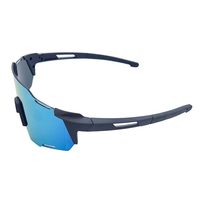 RAZER - Large Sports Wraparound Rimless Shield Sunglasses Black Yellow Mirror