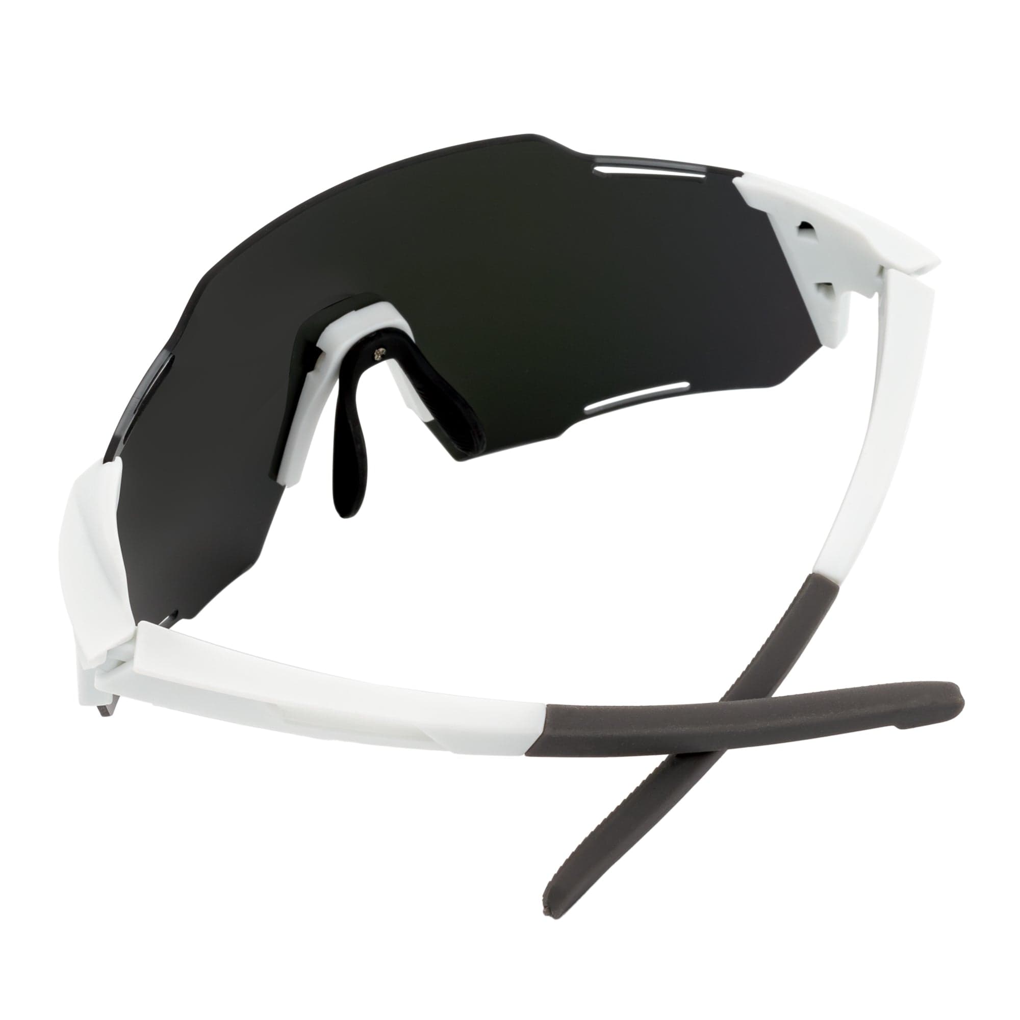 RAZER - Large Sports Wraparound Rimless Shield Sunglasses White Smoke Tint