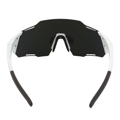 RAZER - Large Sports Wraparound Rimless Shield Sunglasses White Smoke Tint