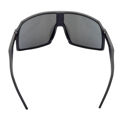 SENTRY - Large Sports Shield Sunglasses Matte Black Blue Mirror