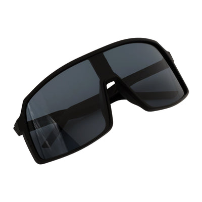 SENTRY - Large Sports Shield Sunglasses Matte Black Dark Smoke Tint - MorspecsM1015-5