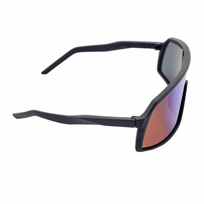 SENTRY - Large Sports Shield Sunglasses Matte Black Green - Blue Mirror