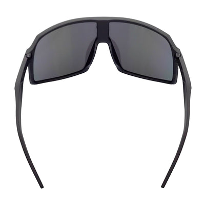 SENTRY - Large Sports Shield Sunglasses Matte Black Green - Blue Mirror