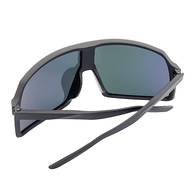 SENTRY - Large Sports Shield Sunglasses Matte Black Orange Mirror