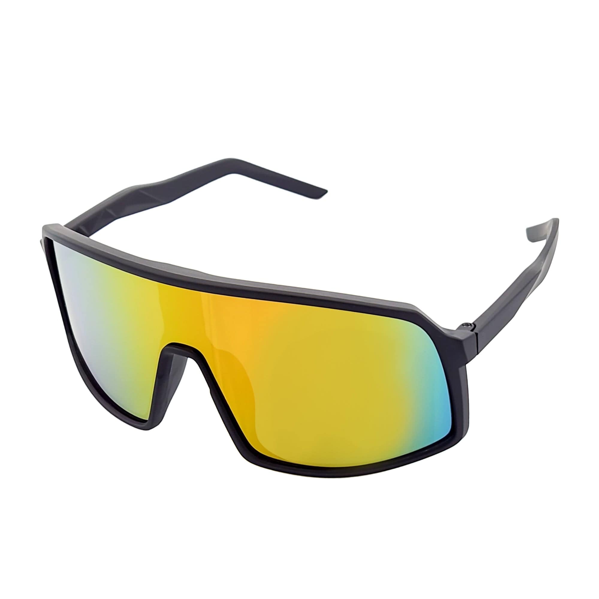 SENTRY - Large Sports Shield Sunglasses Matte Black Orange Mirror - MorspecsM1015-3