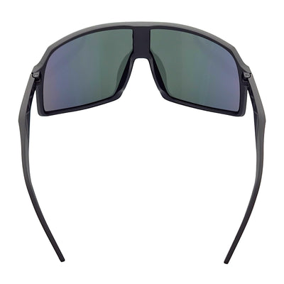 SENTRY - Large Sports Shield Sunglasses Matte Black Orange Mirror
