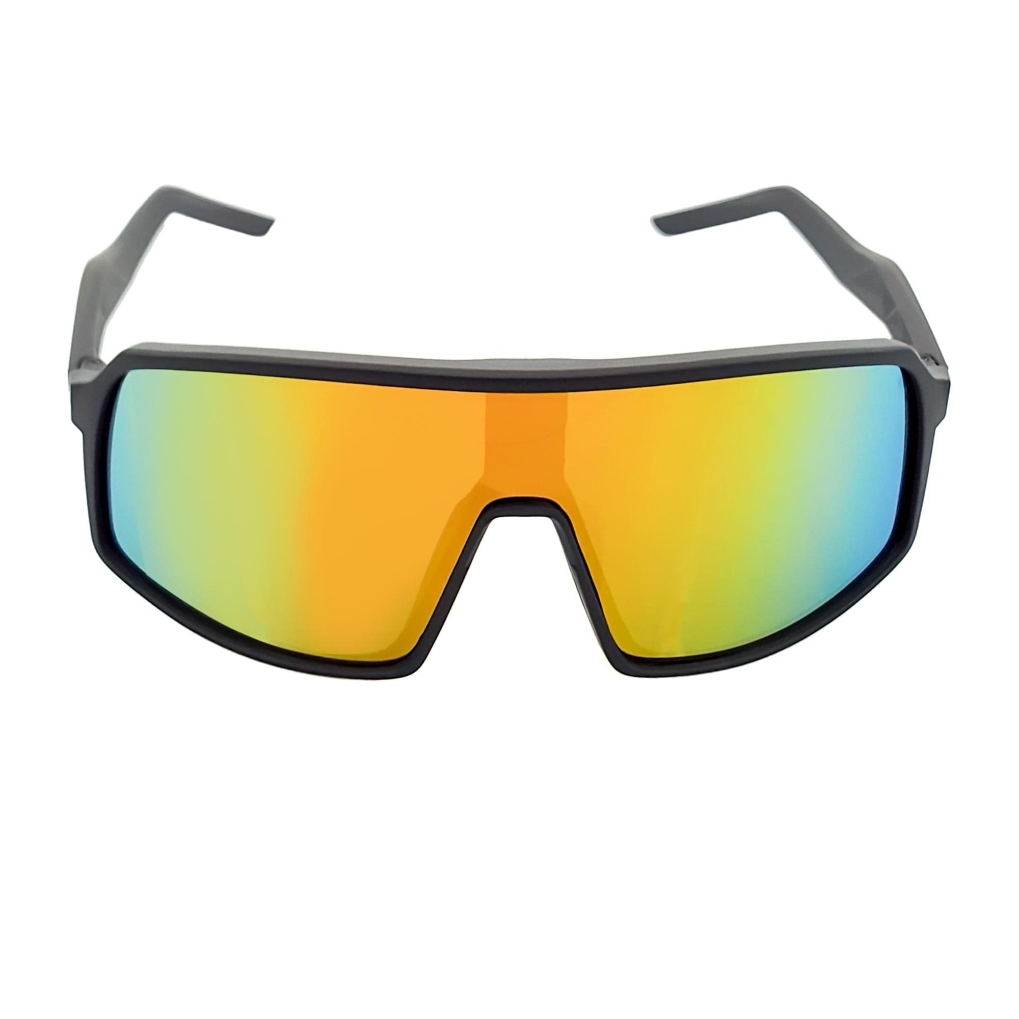 SENTRY - Large Sports Shield Sunglasses Matte Black Orange Mirror