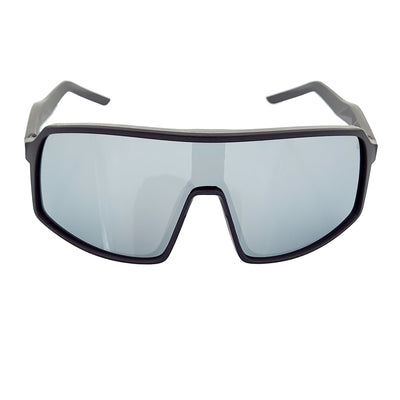 SENTRY - Large Sports Shield Sunglasses Matte Black Silver Mirror