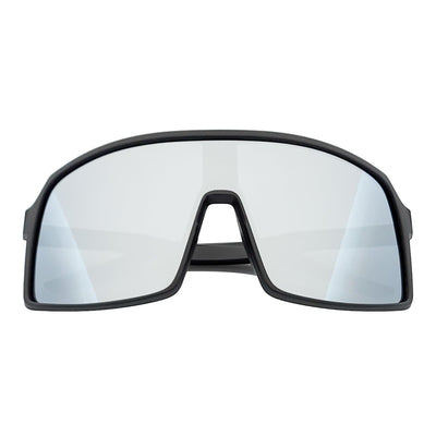 SENTRY - Large Sports Shield Sunglasses Matte Black Silver Mirror