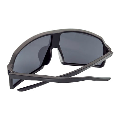 SENTRY - Large Sports Shield Sunglasses Matte Black Silver Mirror