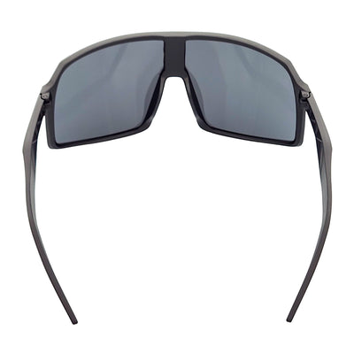 SENTRY - Large Sports Shield Sunglasses Matte Black Silver Mirror