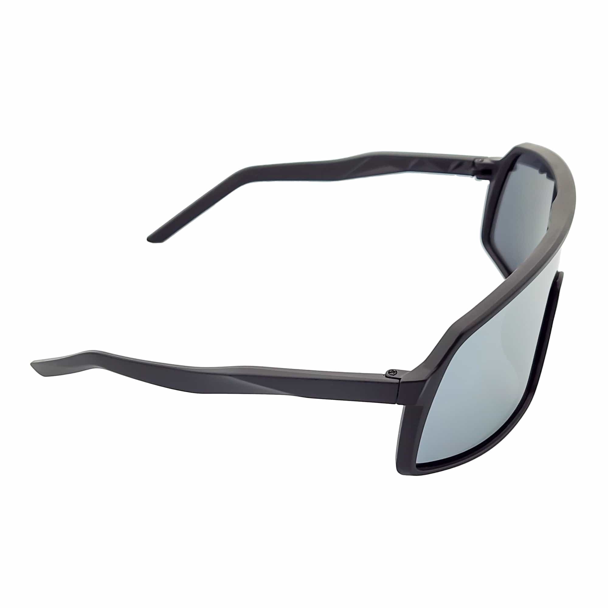 SENTRY - Large Sports Shield Sunglasses Matte Black Silver Mirror