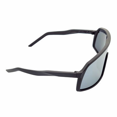 SENTRY - Large Sports Shield Sunglasses Matte Black Silver Mirror