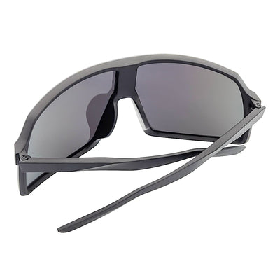SENTRY - Large Sports Shield Sunglasses Matte Black Yellow - Blue Mirror