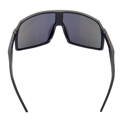 SENTRY - Large Sports Shield Sunglasses Matte Black Yellow - Blue Mirror