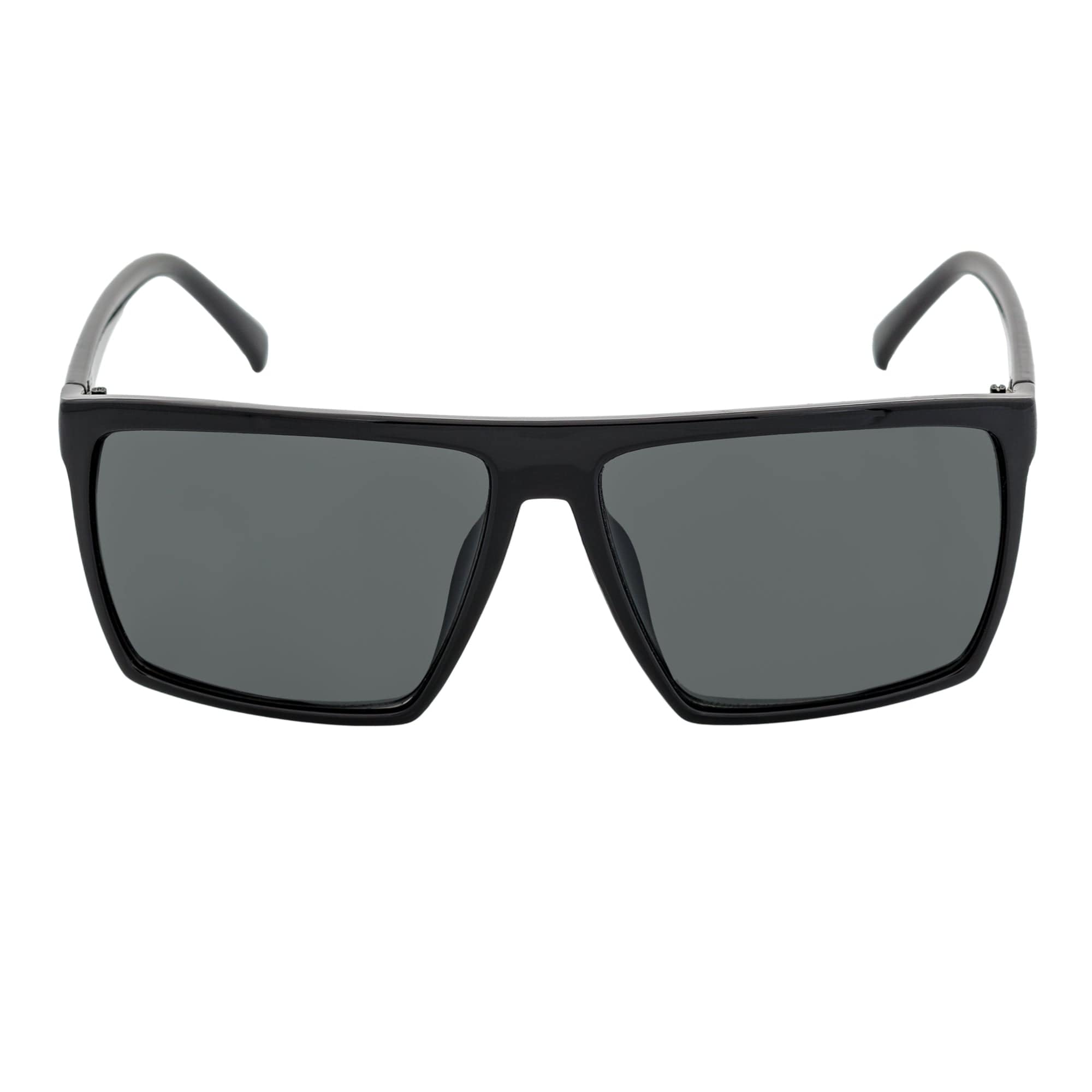 SKOL - Thin Modern Flat Top Square Sunglasses Gloss Black Dark Smoke Tint