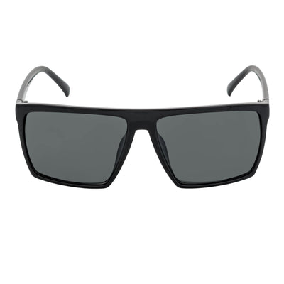 SKOL - Thin Modern Flat Top Square Sunglasses Gloss Black Dark Smoke Tint