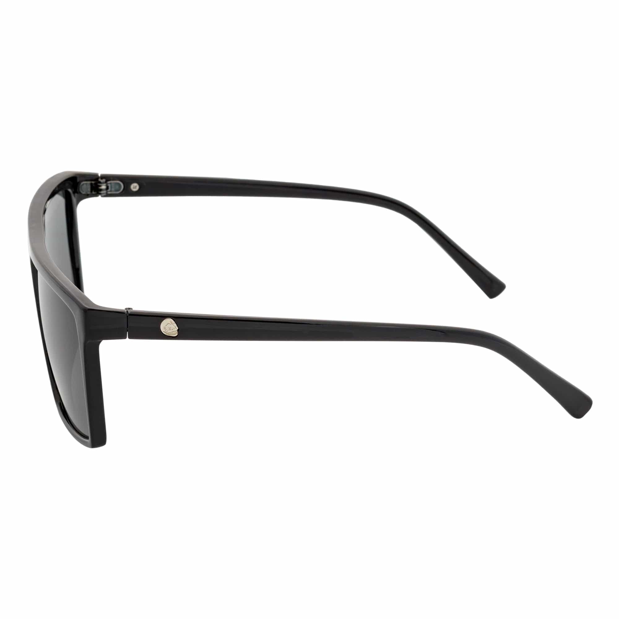 SKOL - Thin Modern Flat Top Square Sunglasses Gloss Black Dark Smoke Tint