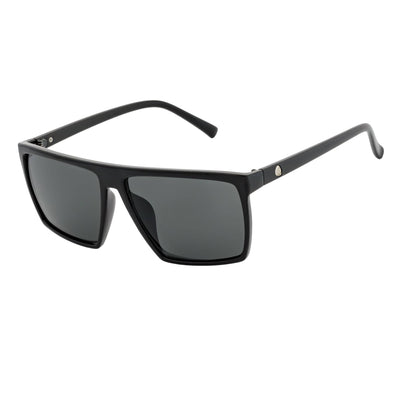 SKOL - Thin Modern Flat Top Square Sunglasses Gloss Black Dark Smoke Tint