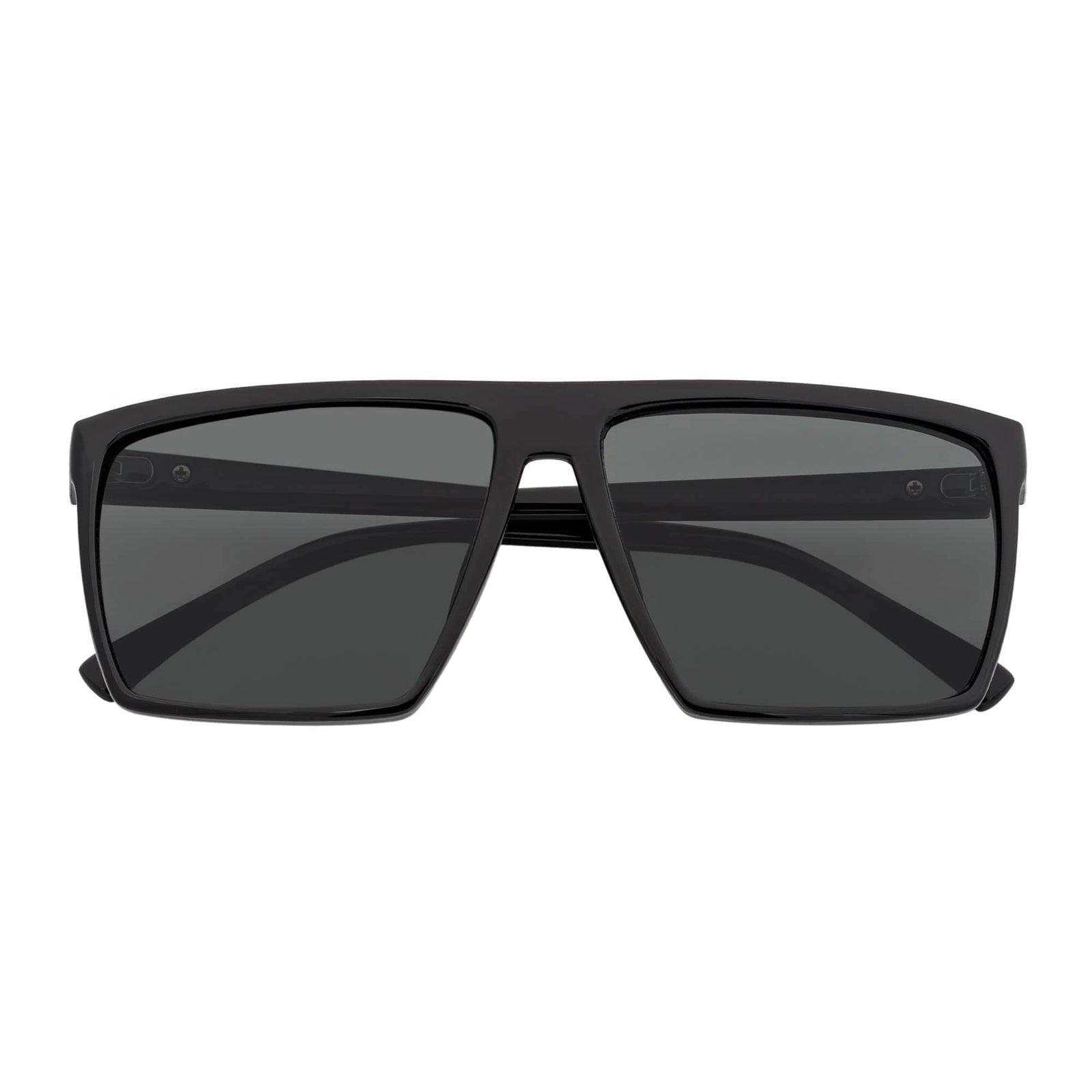 SKOL - Thin Modern Flat Top Square Sunglasses Gloss Black Dark Smoke Tint