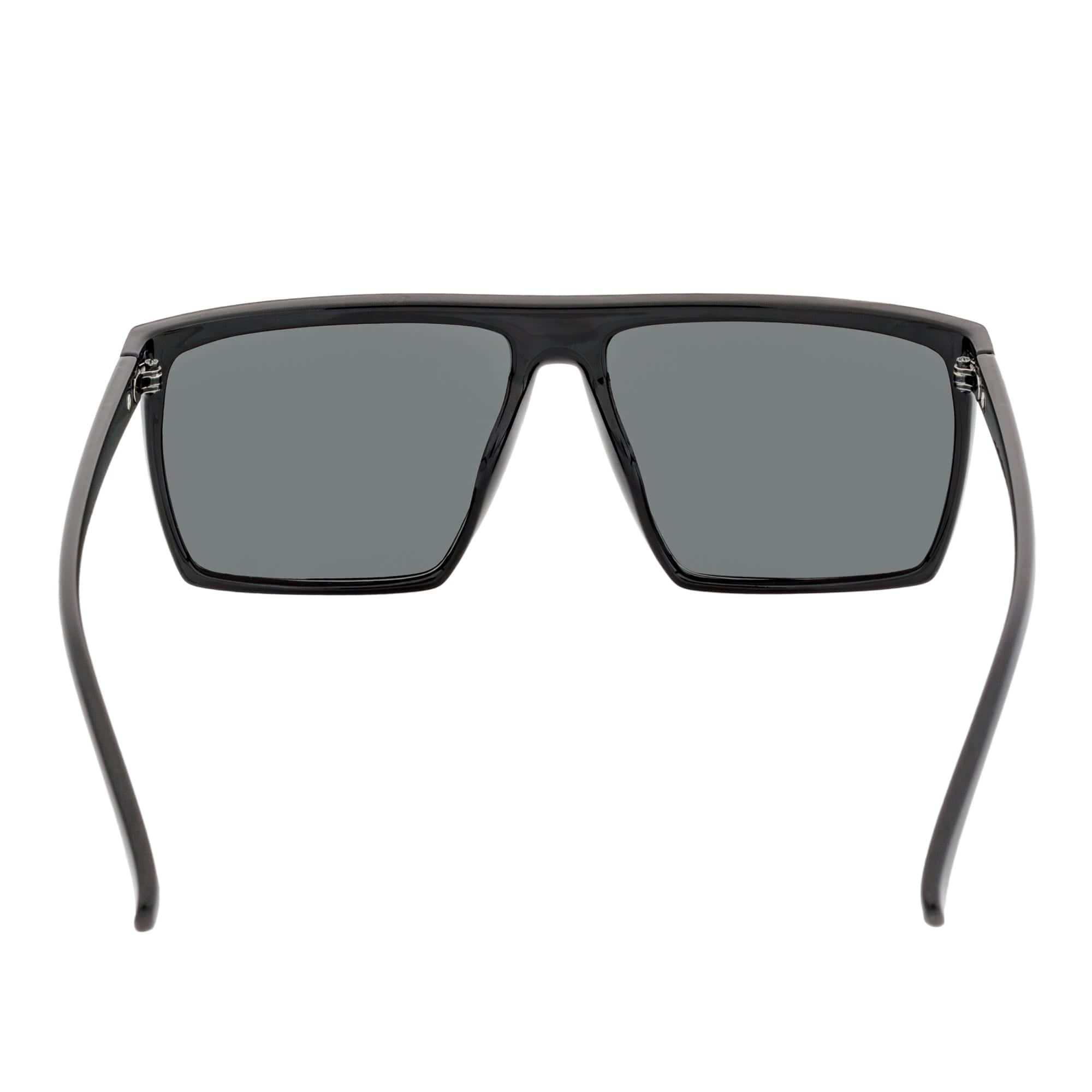 SKOL - Thin Modern Flat Top Square Sunglasses Gloss Black Dark Smoke Tint