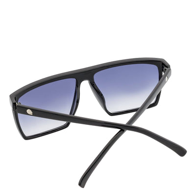 SKOL - Thin Modern Flat Top Square Sunglasses Gloss Black Lavender Fade