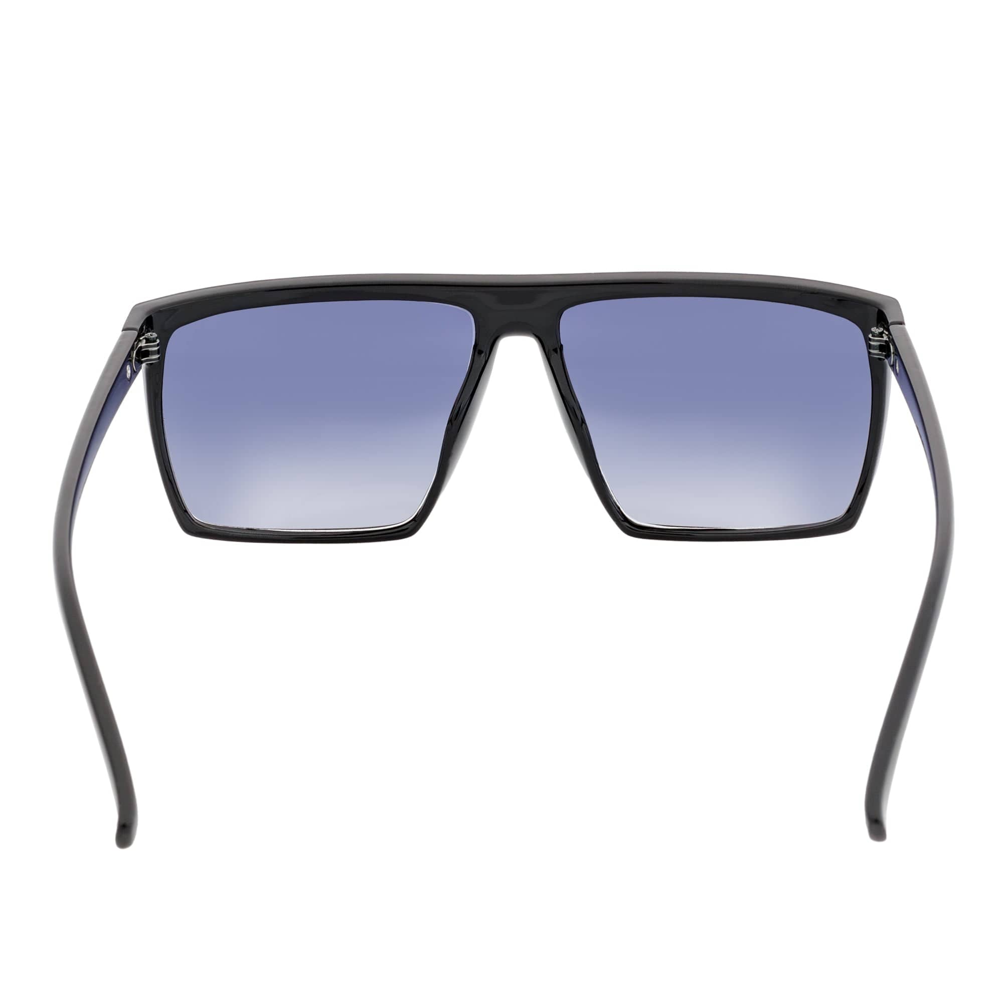 SKOL - Thin Modern Flat Top Square Sunglasses Gloss Black Lavender Fade