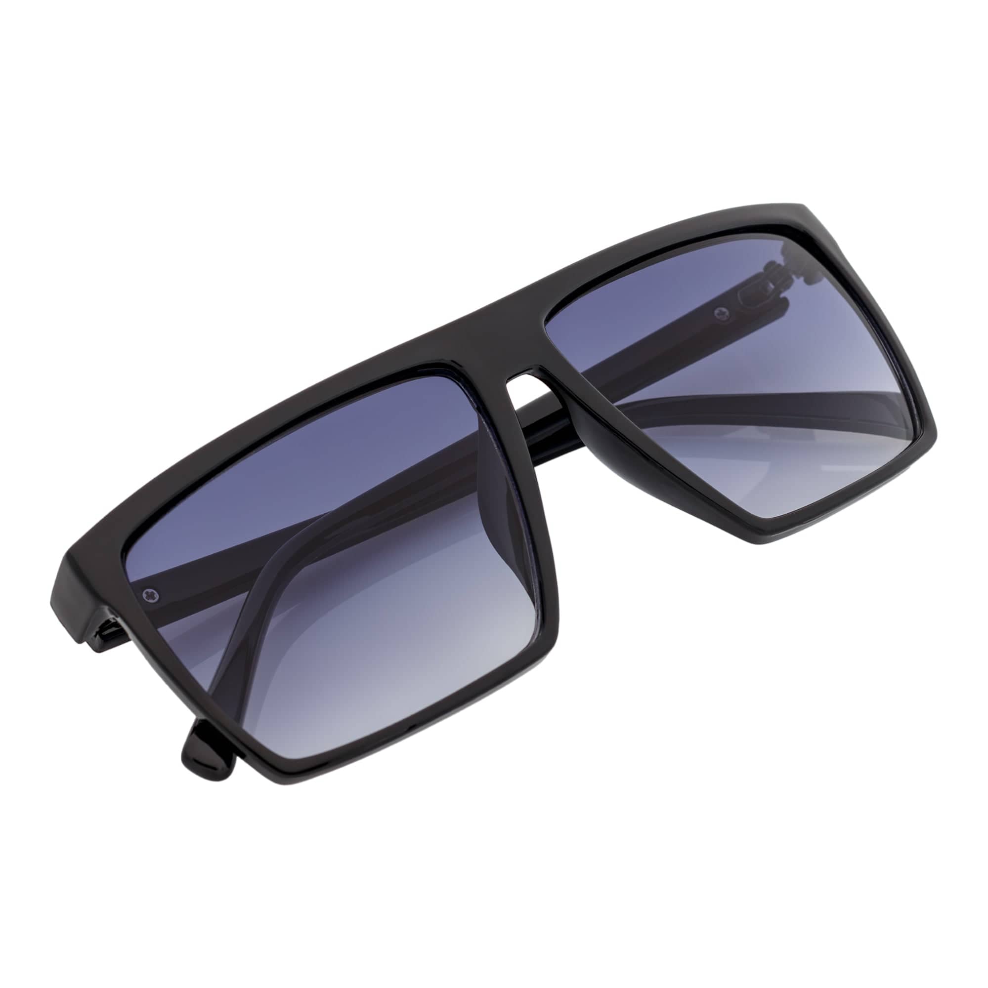 SKOL - Thin Modern Flat Top Square Sunglasses Gloss Black Lavender Fade