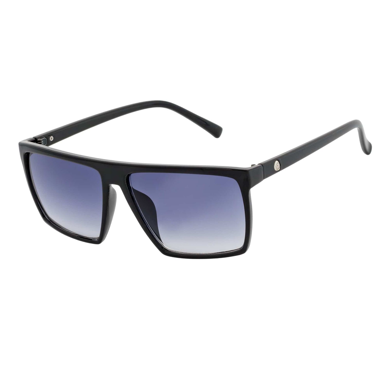 SKOL - Thin Modern Flat Top Square Sunglasses Gloss Black Lavender Fade