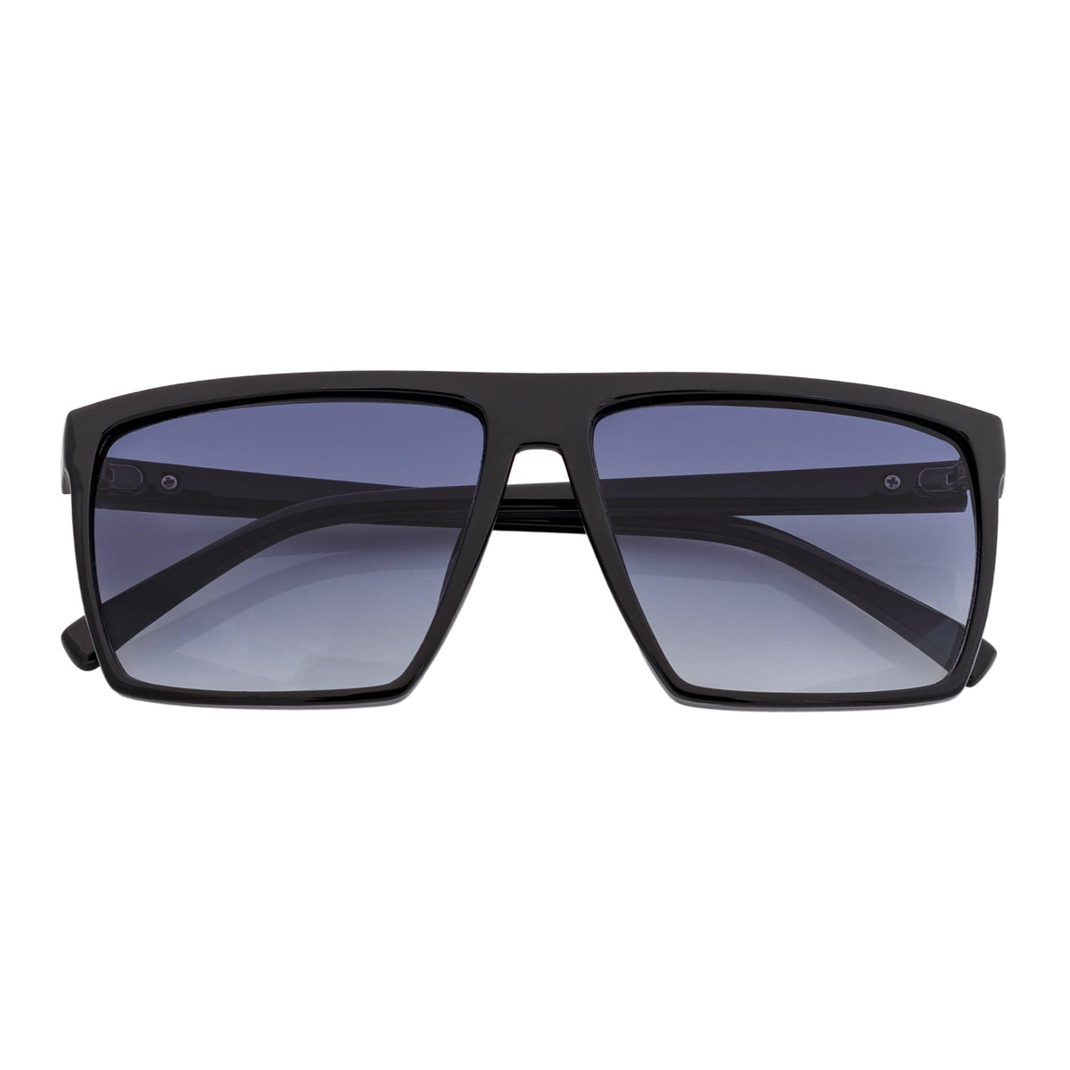 Morspecs Sunglasses SKOL - Thin Modern Flat Top Square Sunglasses Gloss Black Lavender Fade