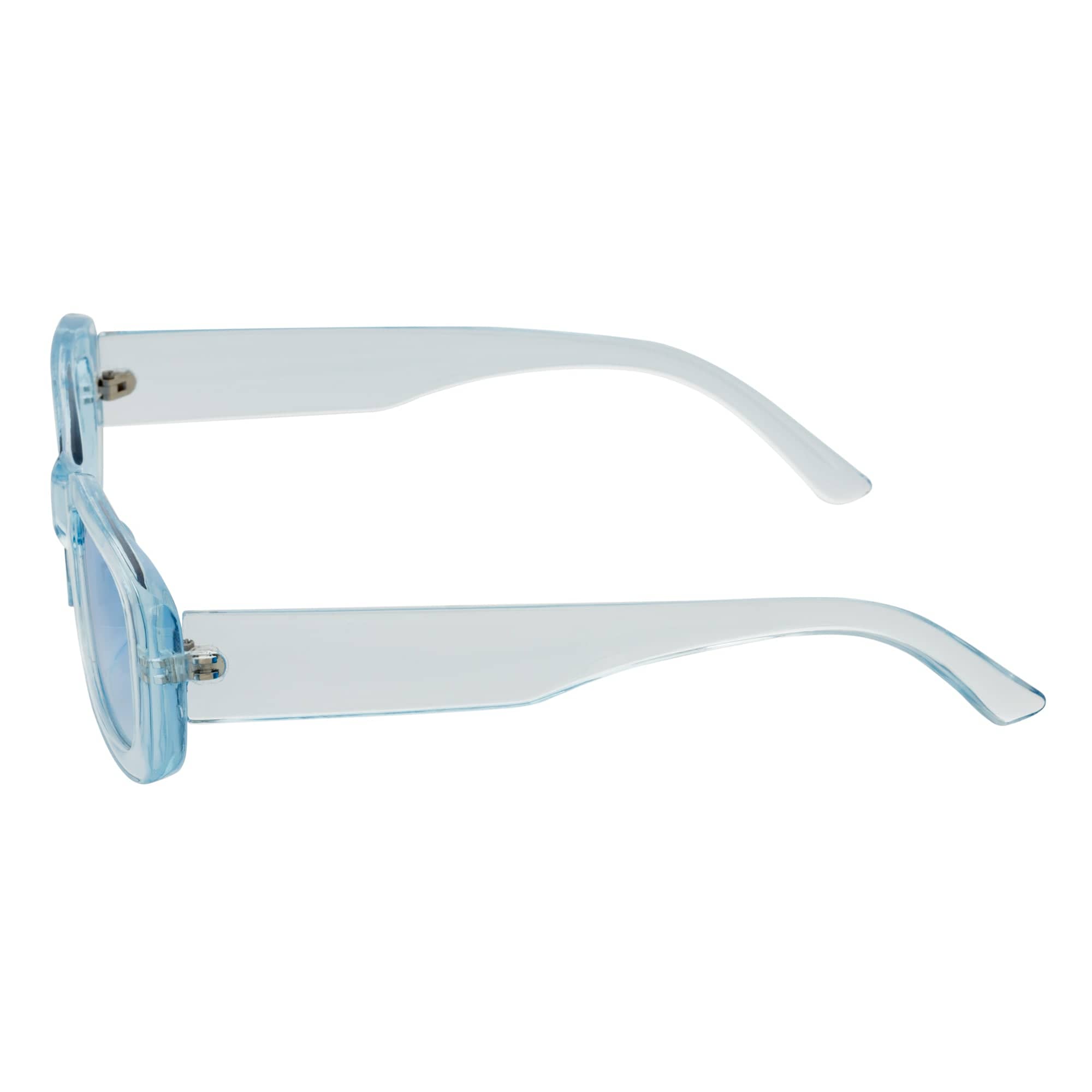 SLIM - Retro 90s Slim Small Rectangle Sunglasses Blue Frame Blue Lens
