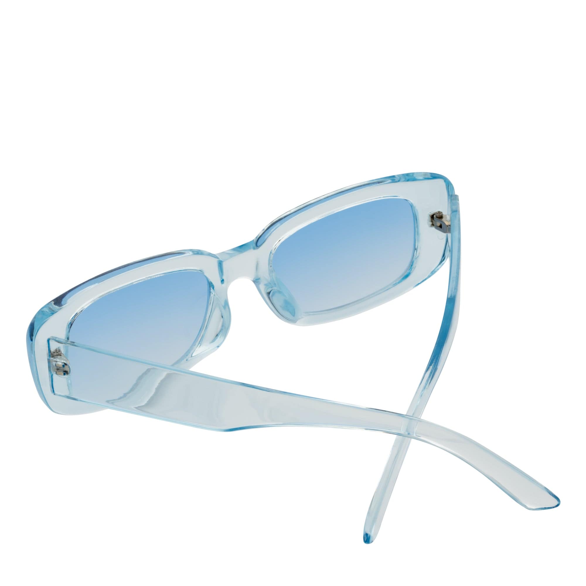 SLIM - Retro 90s Slim Small Rectangle Sunglasses Blue Frame Blue Lens