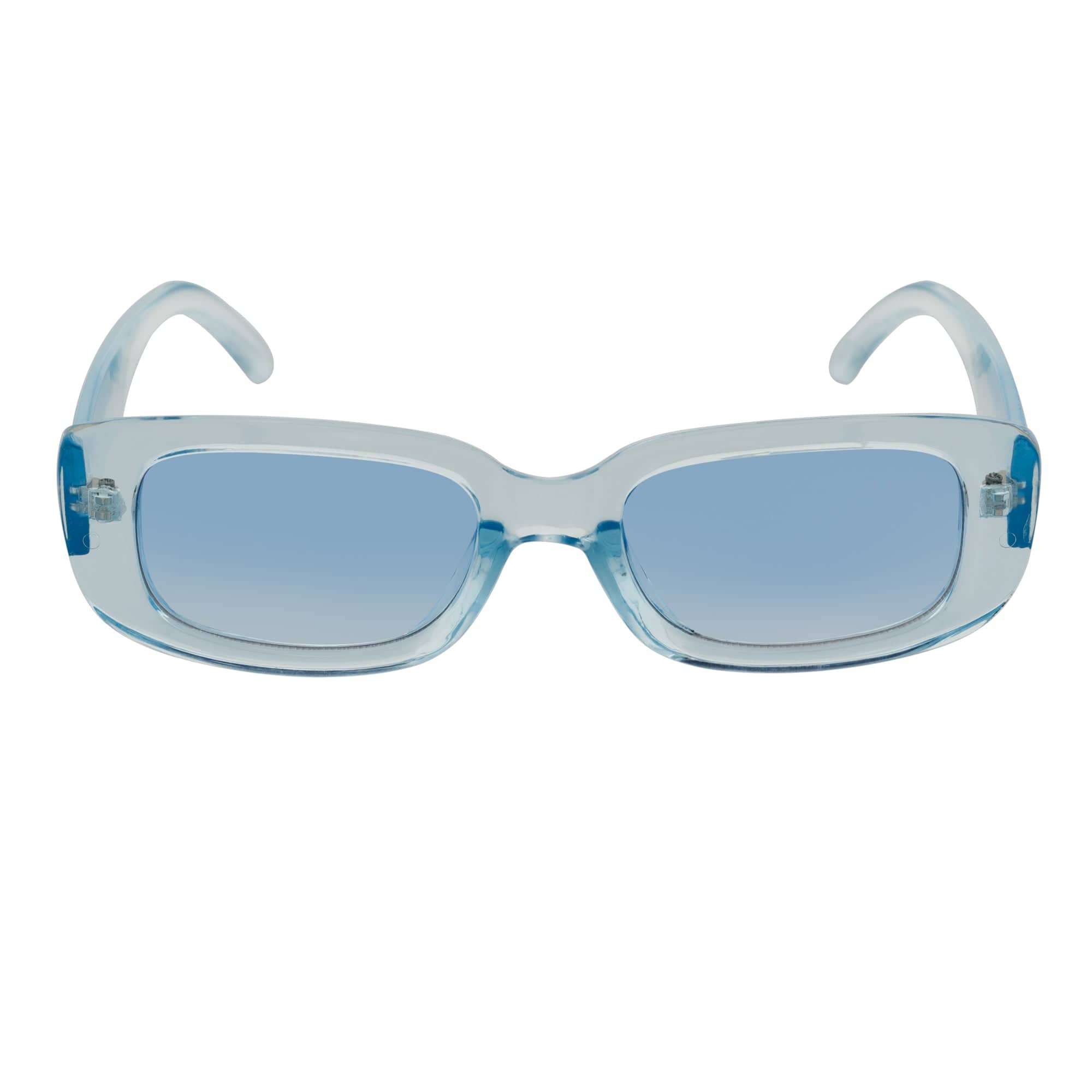 SLIM - Retro 90s Slim Small Rectangle Sunglasses Blue Frame Blue Lens