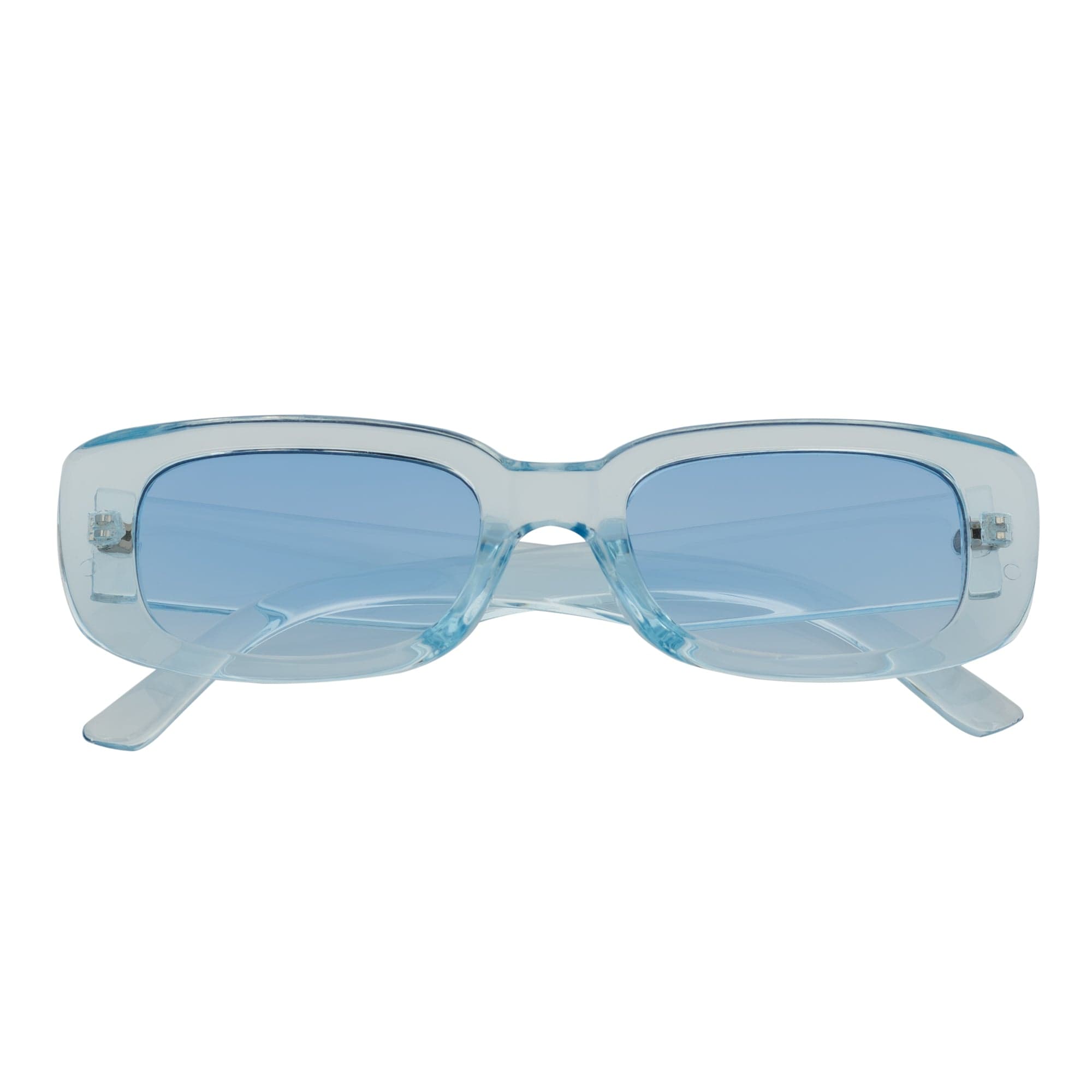 SLIM - Retro 90s Slim Small Rectangle Sunglasses Blue Frame Blue Lens