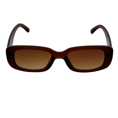 SLIM - Retro 90s Slim Small Rectangle Sunglasses Clear Brown Amber Fade
