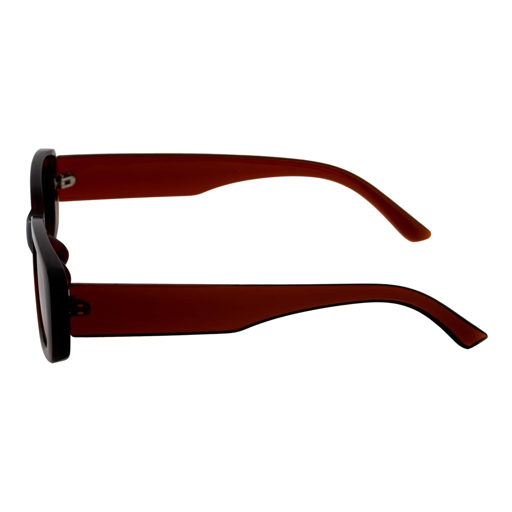 SLIM - Retro 90s Slim Small Rectangle Sunglasses Clear Brown Amber Fade