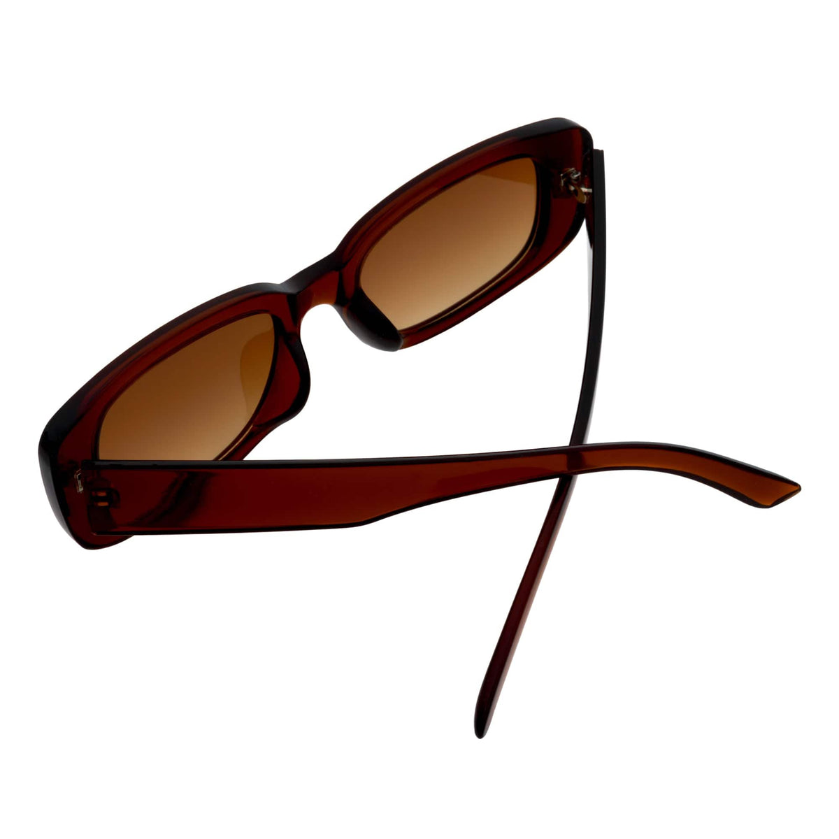 SLIM - Retro 90s Slim Small Rectangle Sunglasses Clear Brown Amber Fade