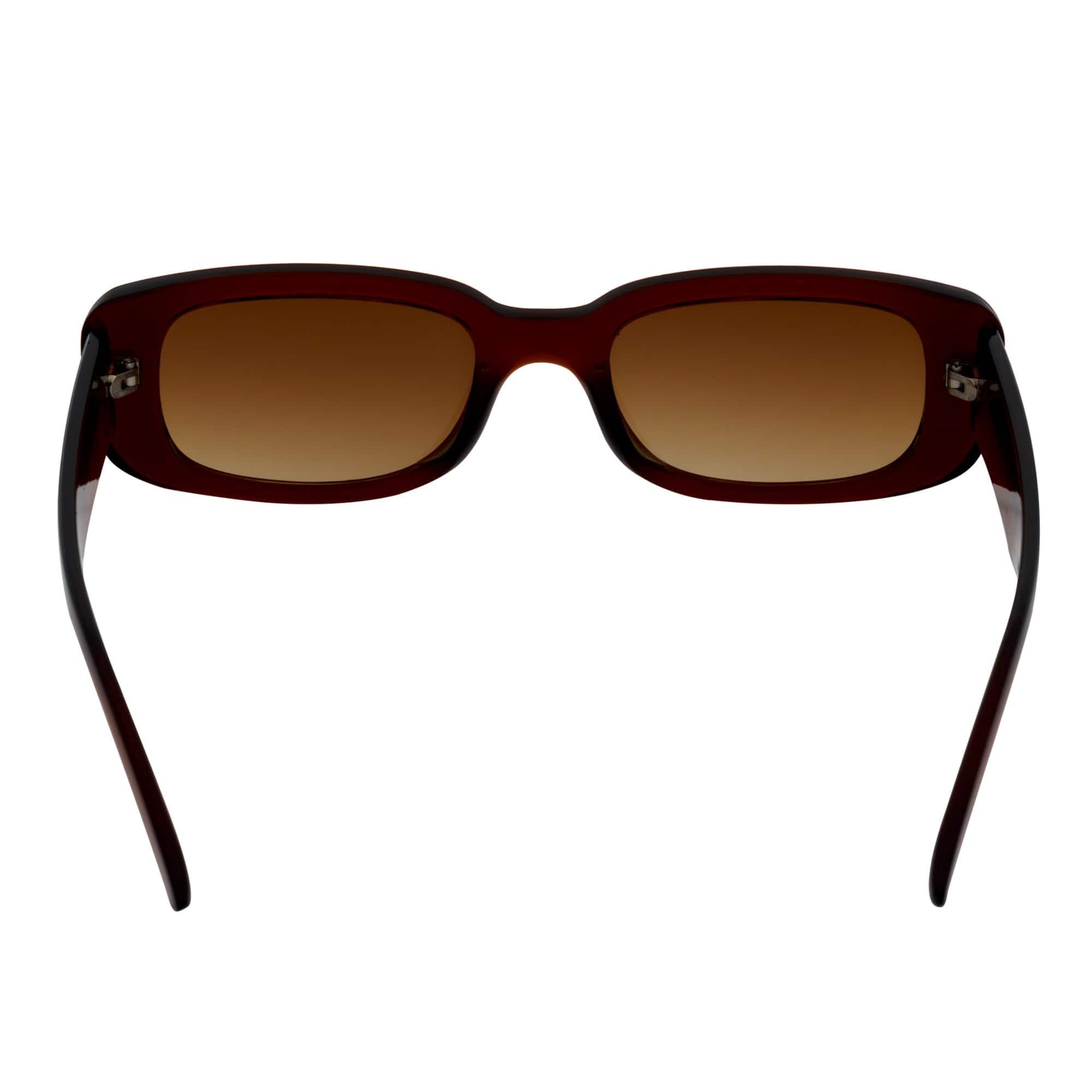 SLIM - Retro 90s Slim Small Rectangle Sunglasses Clear Brown Amber Fade