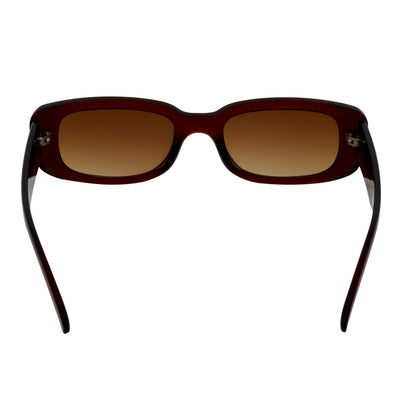 SLIM - Retro 90s Slim Small Rectangle Sunglasses Clear Brown Amber Fade