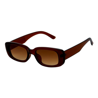 SLIM - Retro 90s Slim Small Rectangle Sunglasses Clear Brown Amber Fade