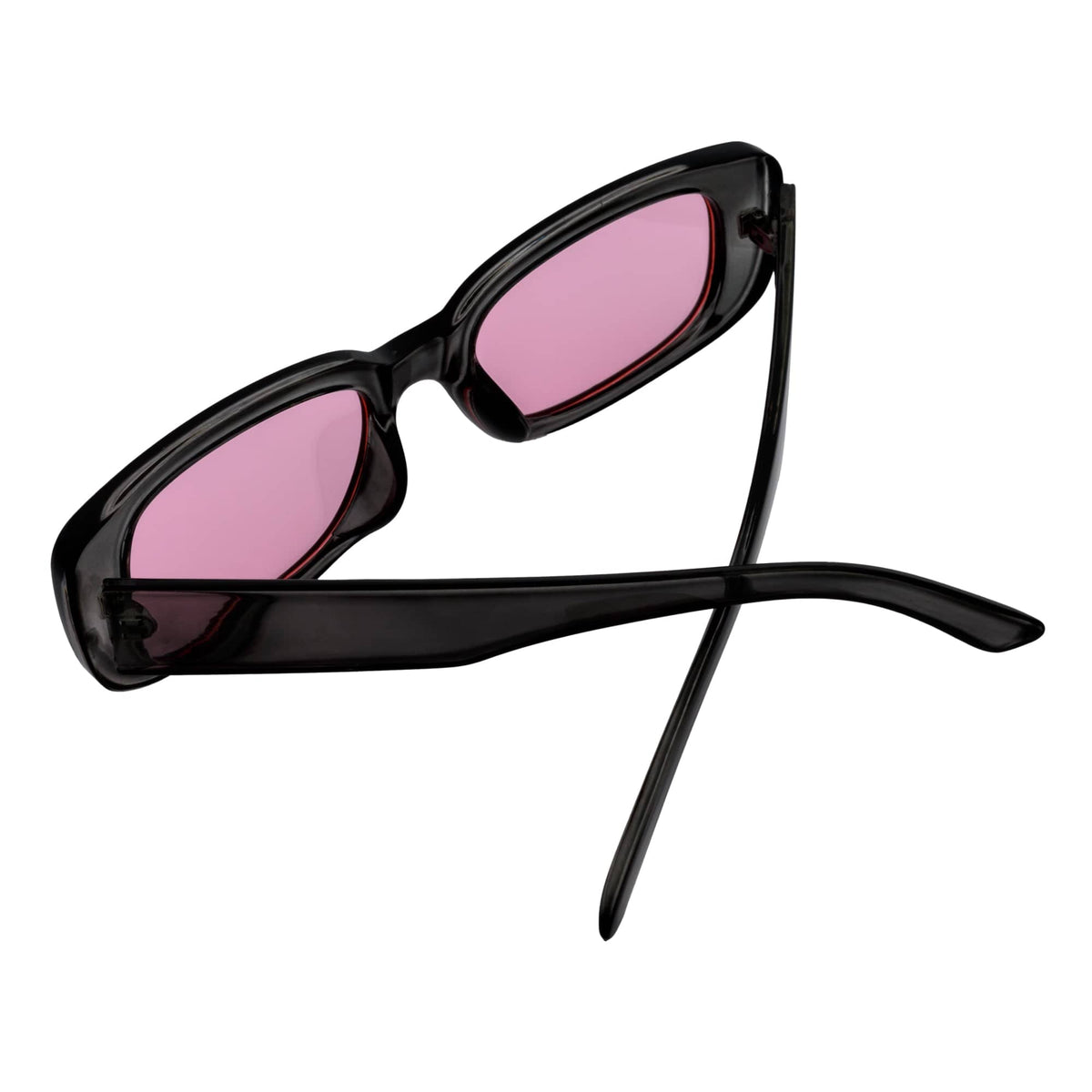 SLIM - Retro 90s Slim Small Rectangle Sunglasses Crystal Clear Pink Tint
