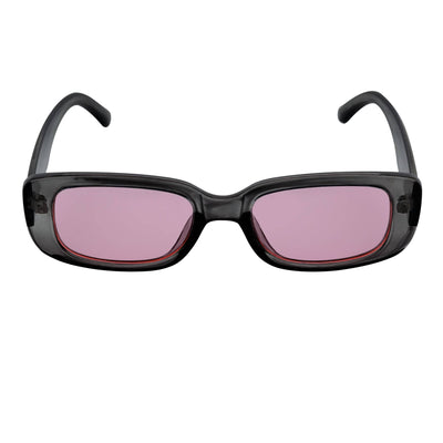 SLIM - Retro 90s Slim Small Rectangle Sunglasses Crystal Clear Pink Tint