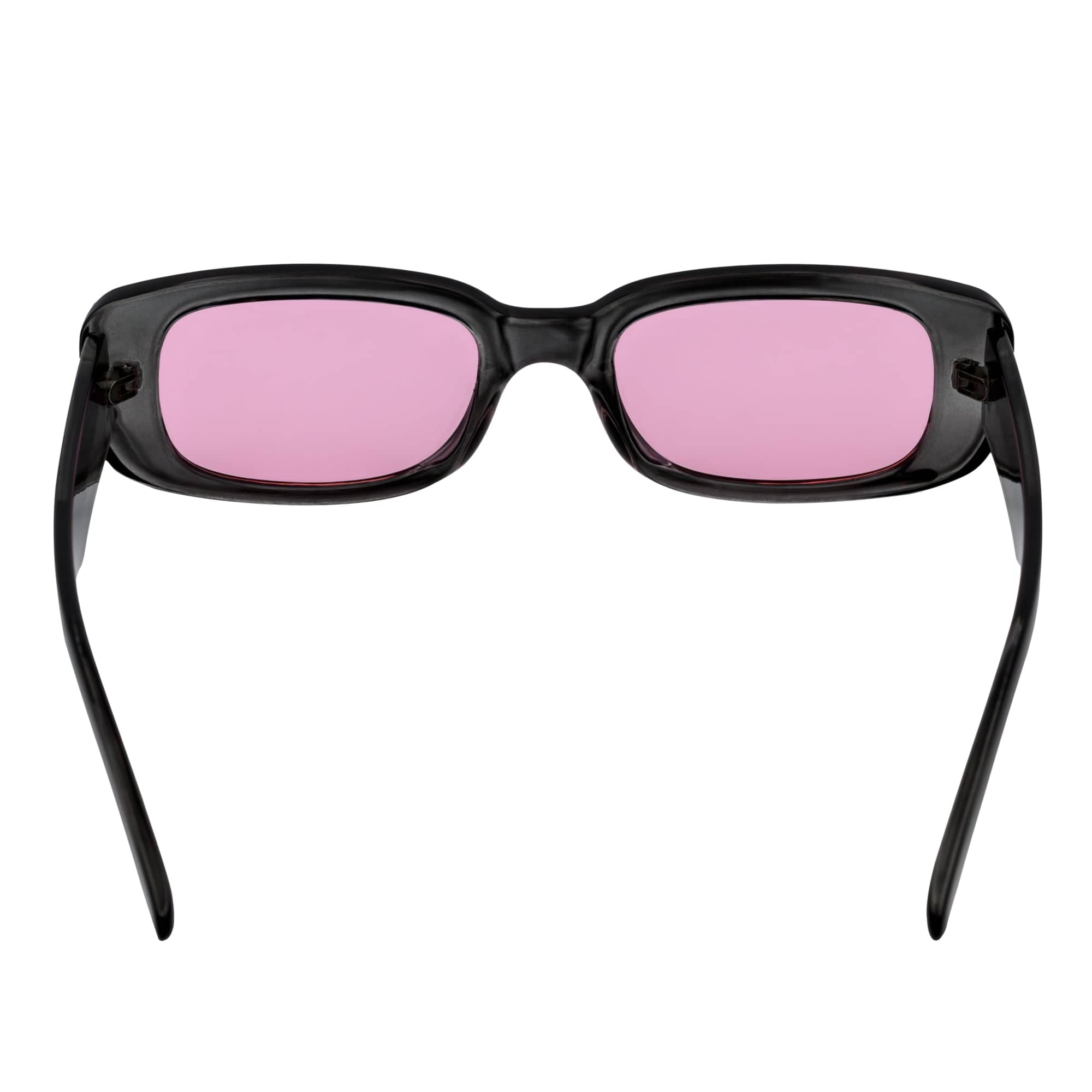 SLIM - Retro 90s Slim Small Rectangle Sunglasses Crystal Clear Pink Tint - Morspecs M1034-5