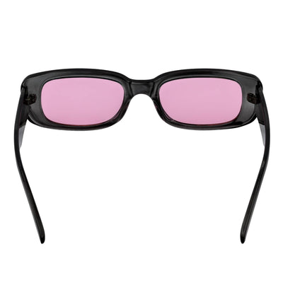 SLIM - Retro 90s Slim Small Rectangle Sunglasses Crystal Clear Pink Tint - Morspecs M1034-5